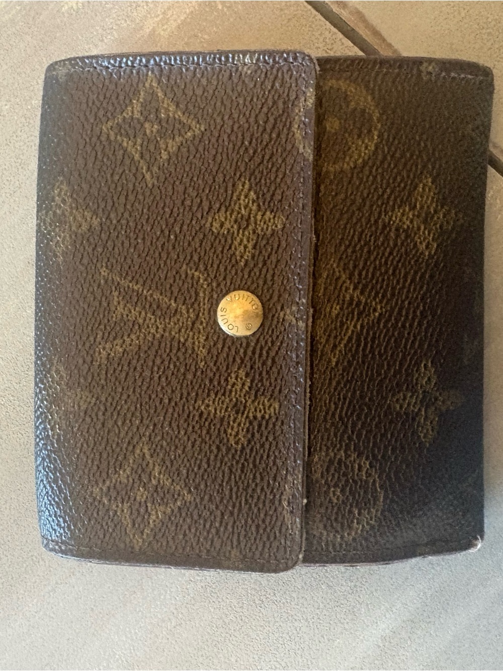 Louis Vuitton Brown Monogram Canvas Men's Bifold Wallet with Gold Snap